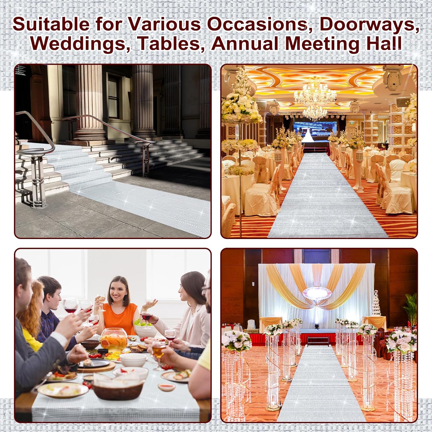 Silver Carpet Runner Runway Rug for Parties and Weddings