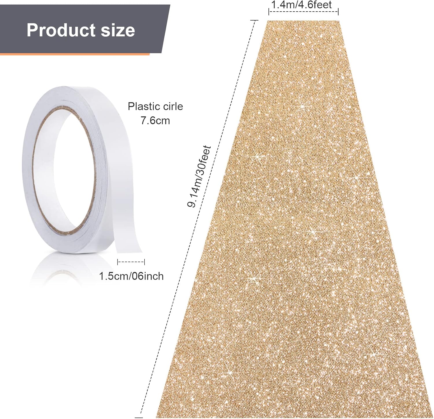 Tatuo Glitter Carpet Runner Rug with Tape 46 x 30 Feet