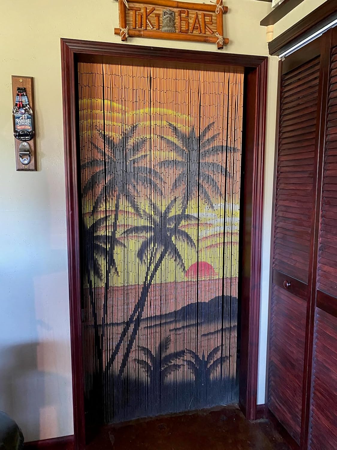 Beaded Curtain 125 String Tropical Palm Trees 36x79