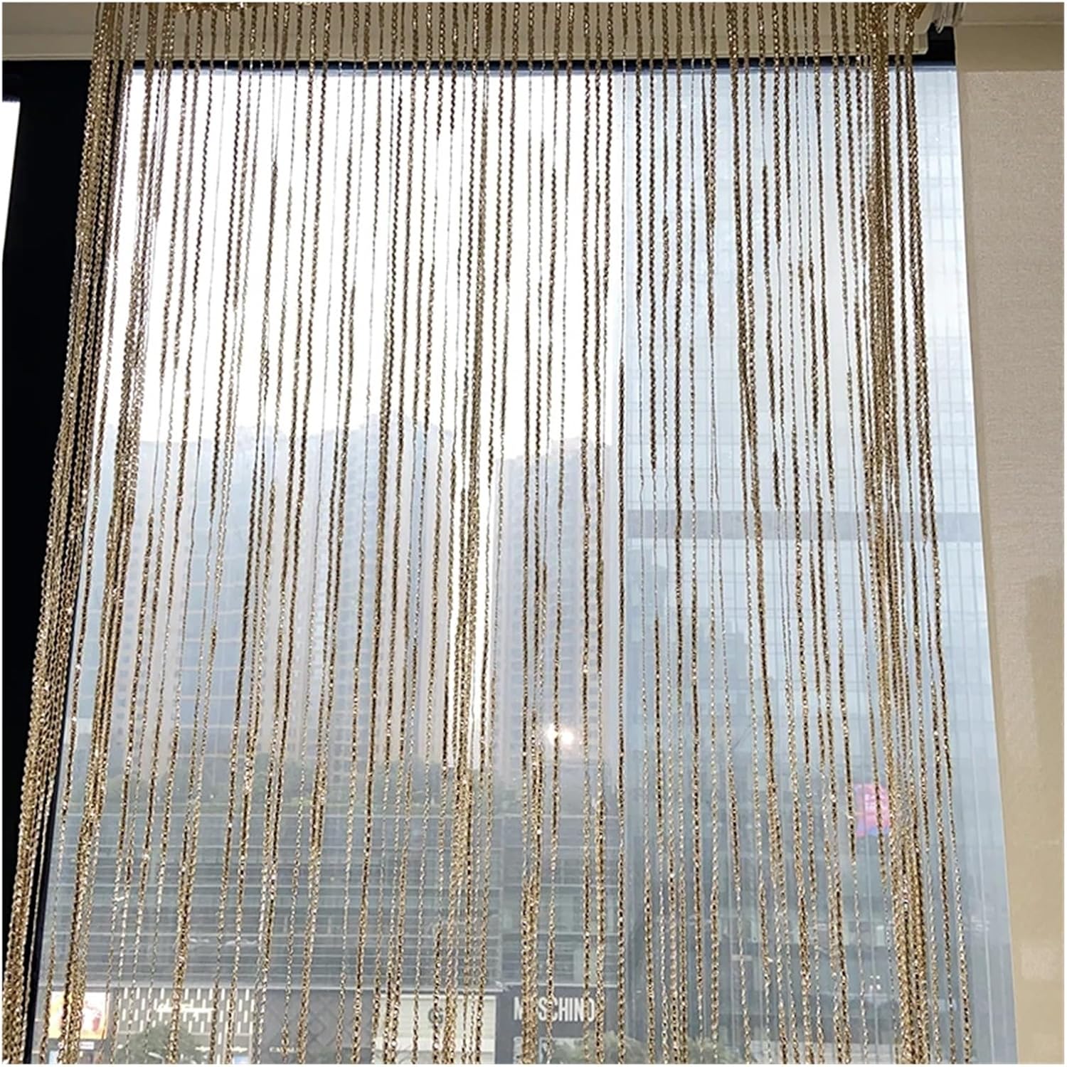 Shiny Tassel String Curtains for Doorways Blue 100x200cm