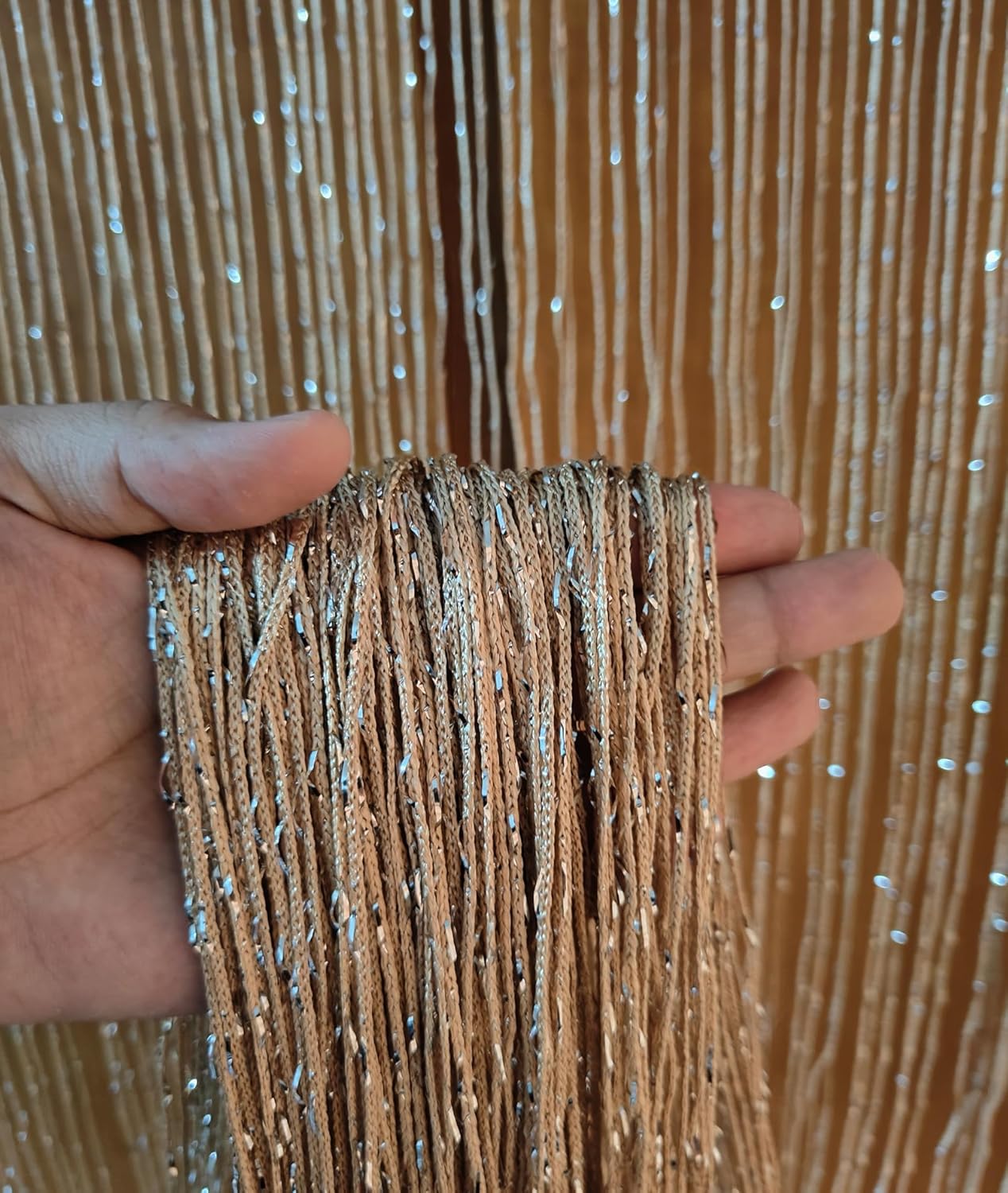 2PCS 39x79inch Glitter String Curtain Doorway Decor