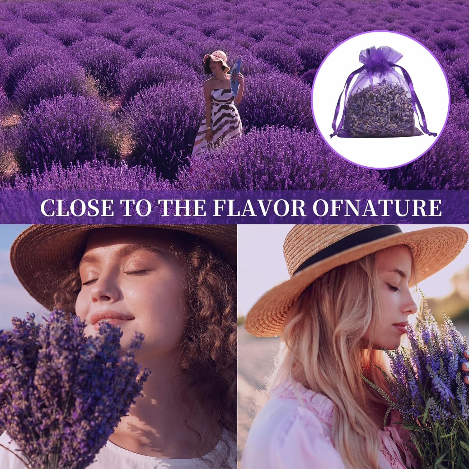24 Pack Dried Lavender Sachets for Home Fragrance