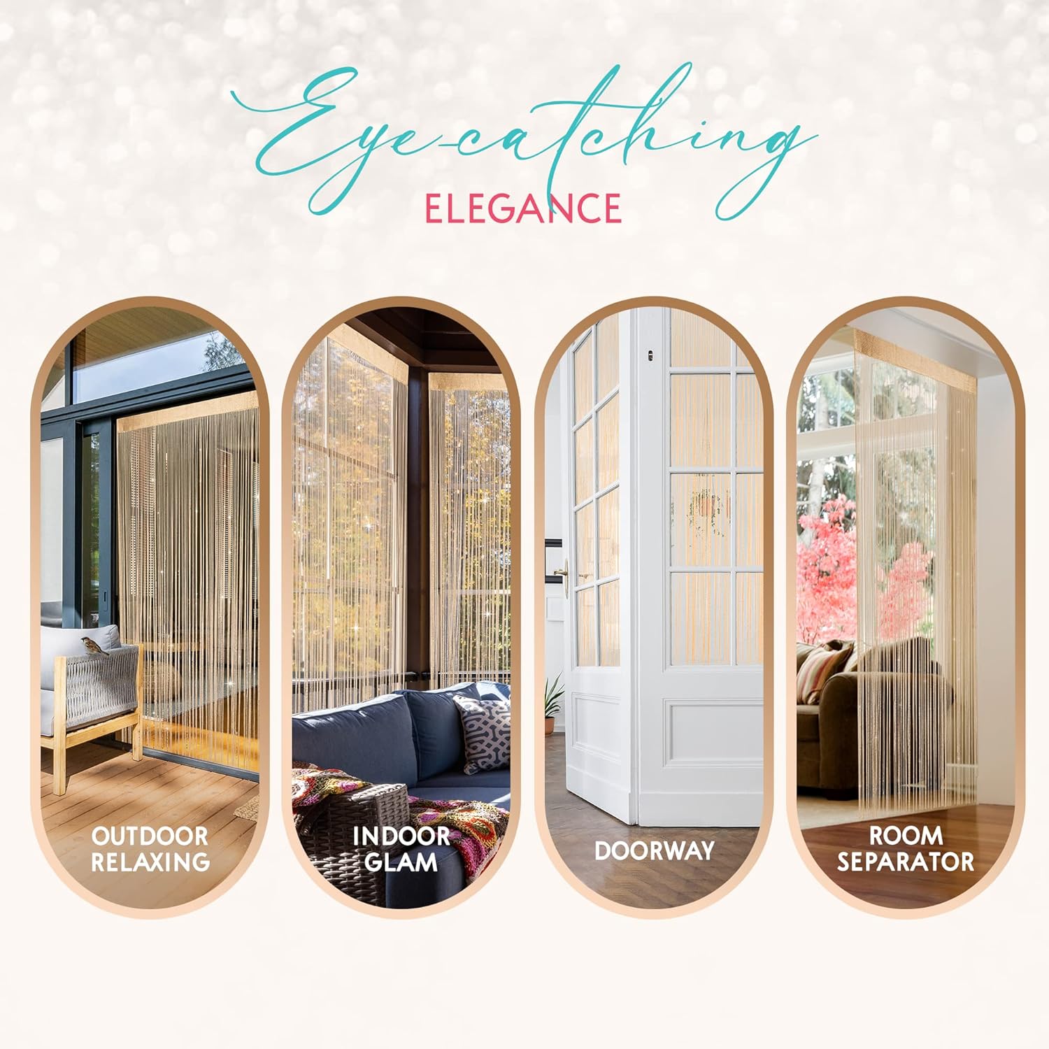 Glitter String Curtains 2 Pack Gold Sequins
