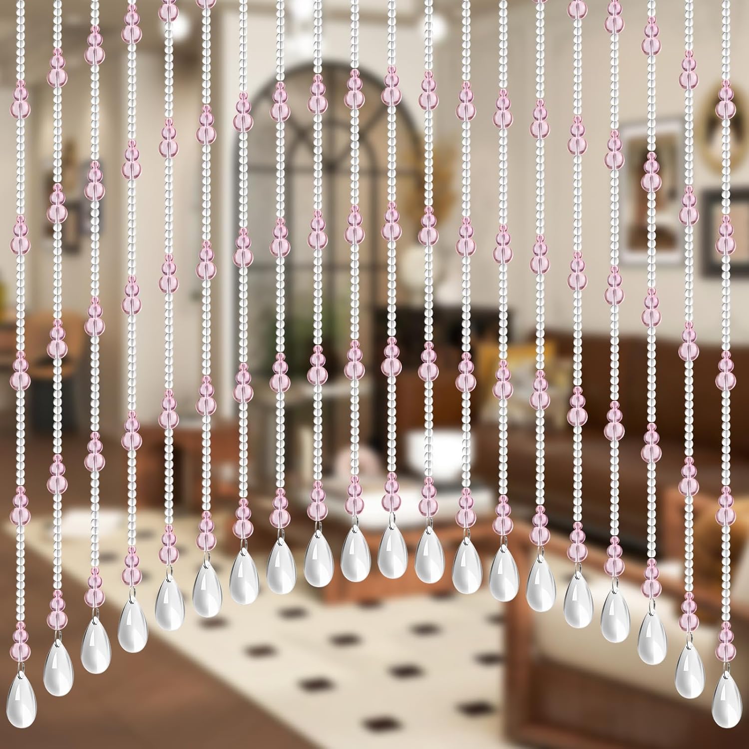Crystal Curtain Bead 20 Strings Pink Door Curtain