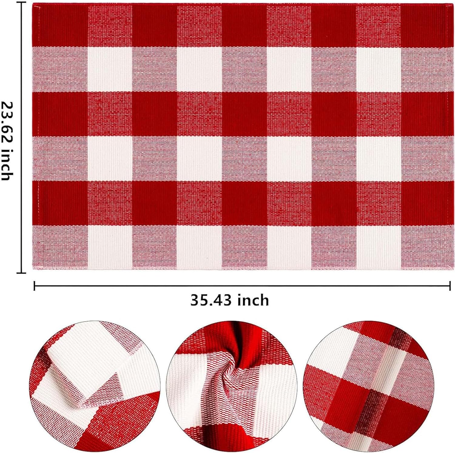 USTIDE Buffalo Check Plaid Doormat Red White 2x3