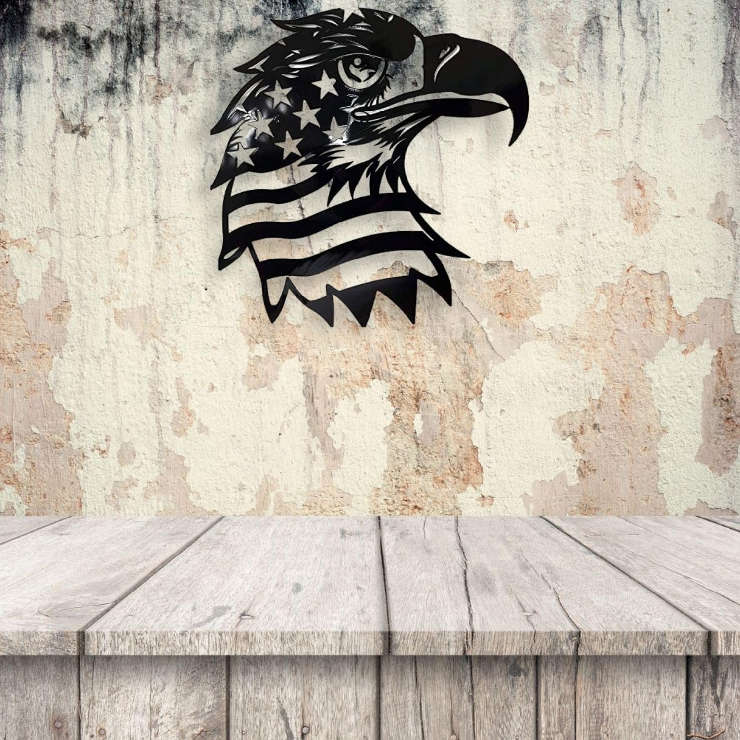 Patriotic Bald Eagle American Flag Metal Wall Art 40 Inch