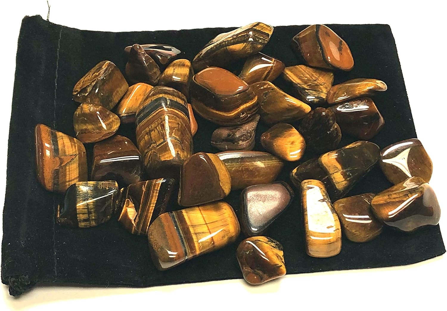 Zentron Tumbled Tiger Eye Gemstones Velvet Bag 12 Pound