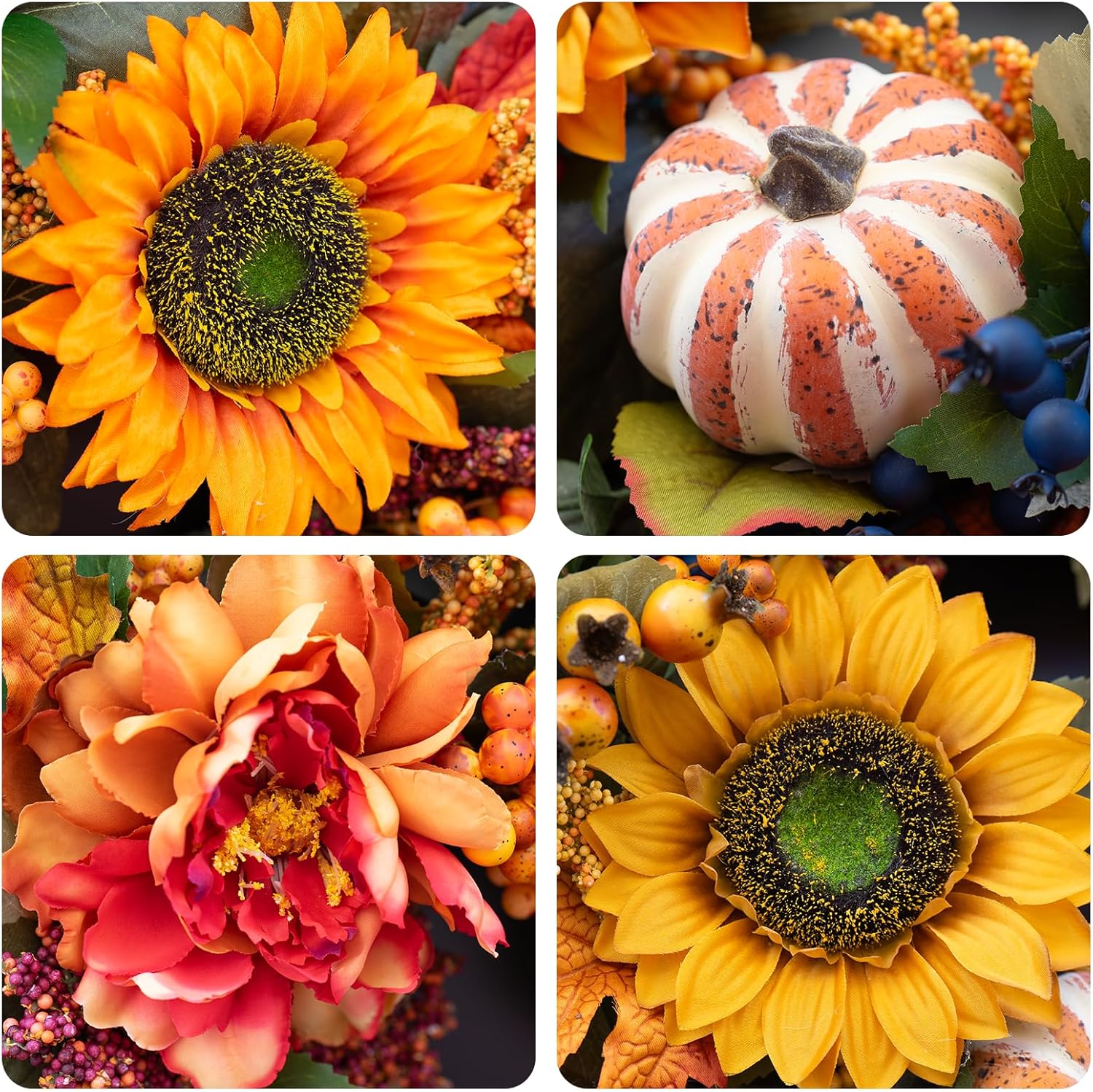 24 Inch Fall Wreath with Pumpkins and Berries
