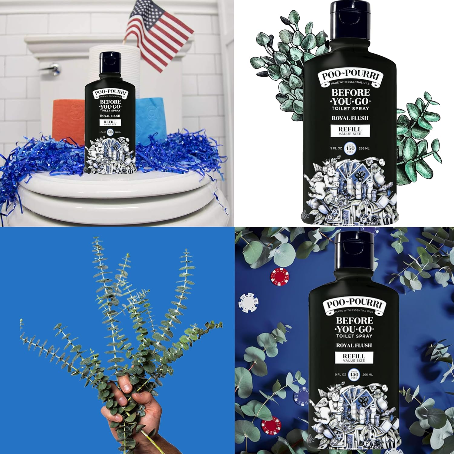Poo-Pourri Toilet Spray Refill 9 Fl Oz 2 Pack Eucalyptus Spearmint
