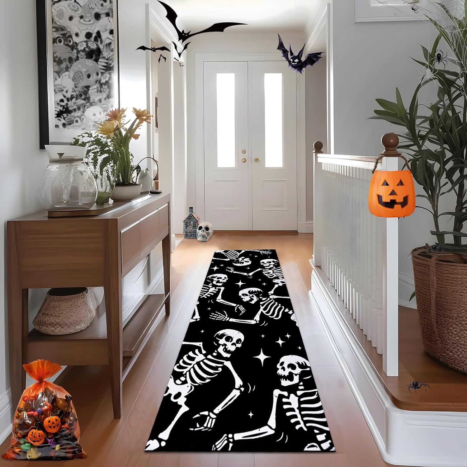 Likiyol Halloween Runner Rug - Skeleton Design
