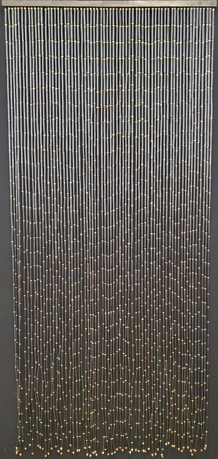 ABeadedCurtain - Ebony Black Bamboo Bead Curtain