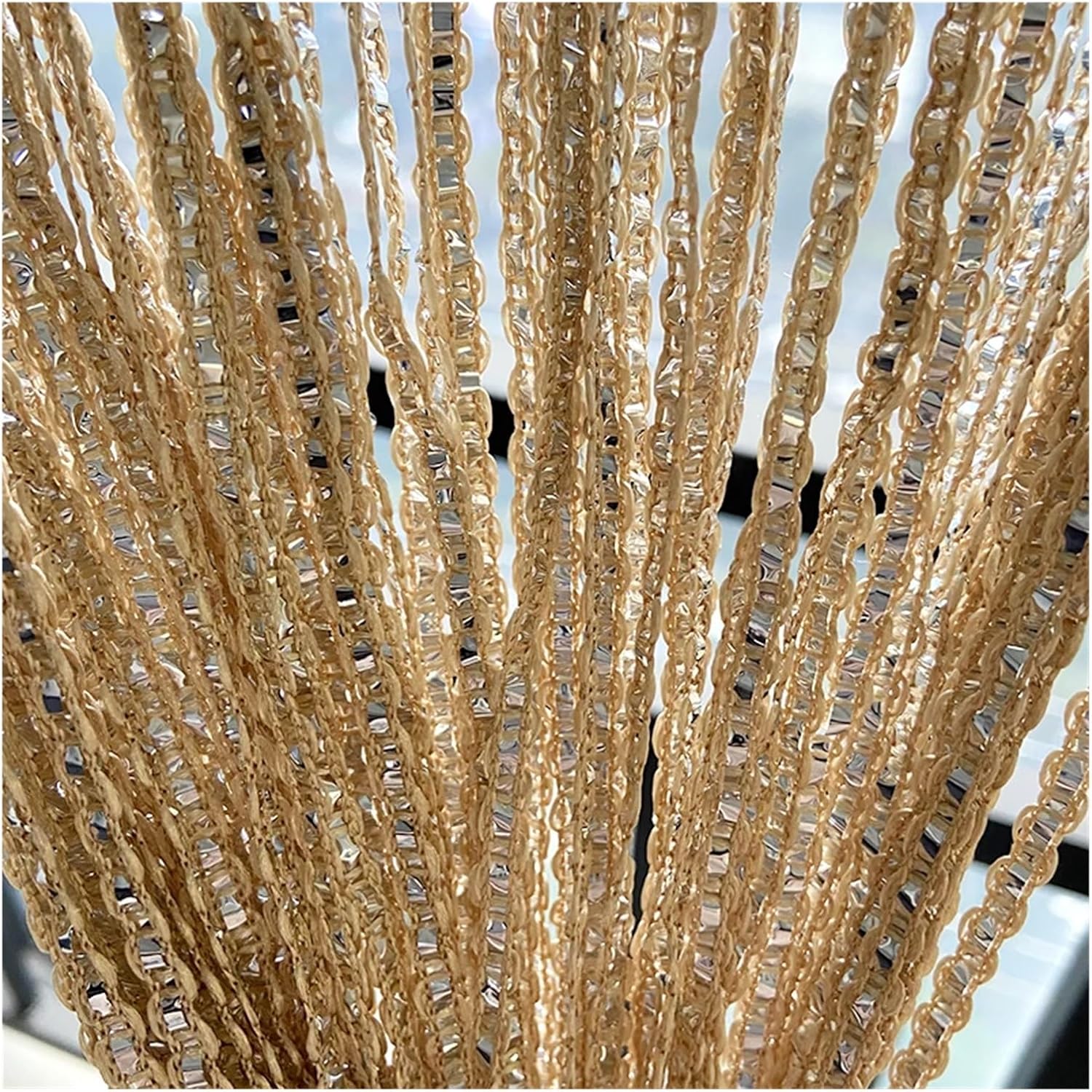 Shiny Tassel String Curtains for Doorways Blue 100x200cm