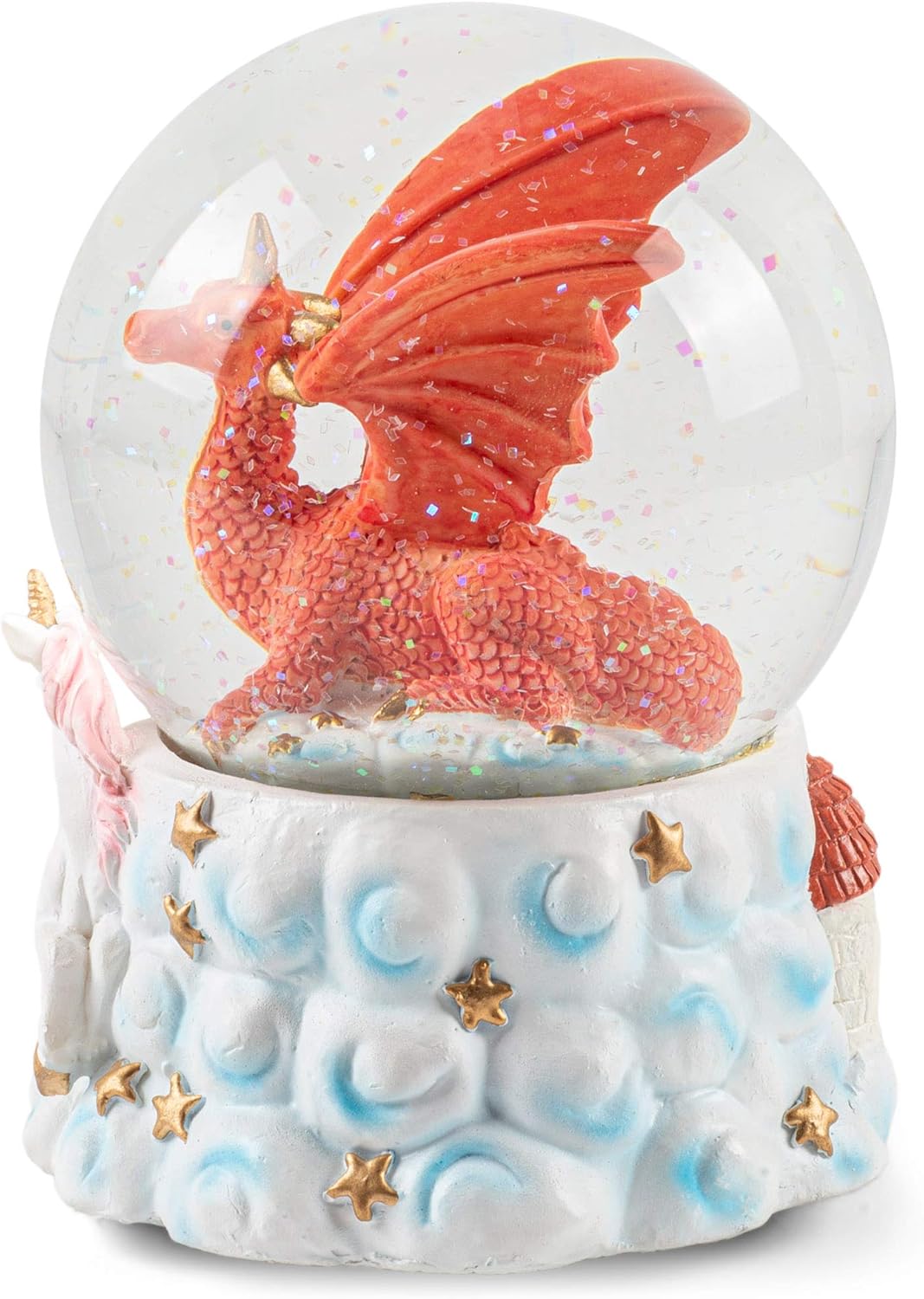 Elanze Designs Red Dragon Unicorn Musical Snow Globe 100MM