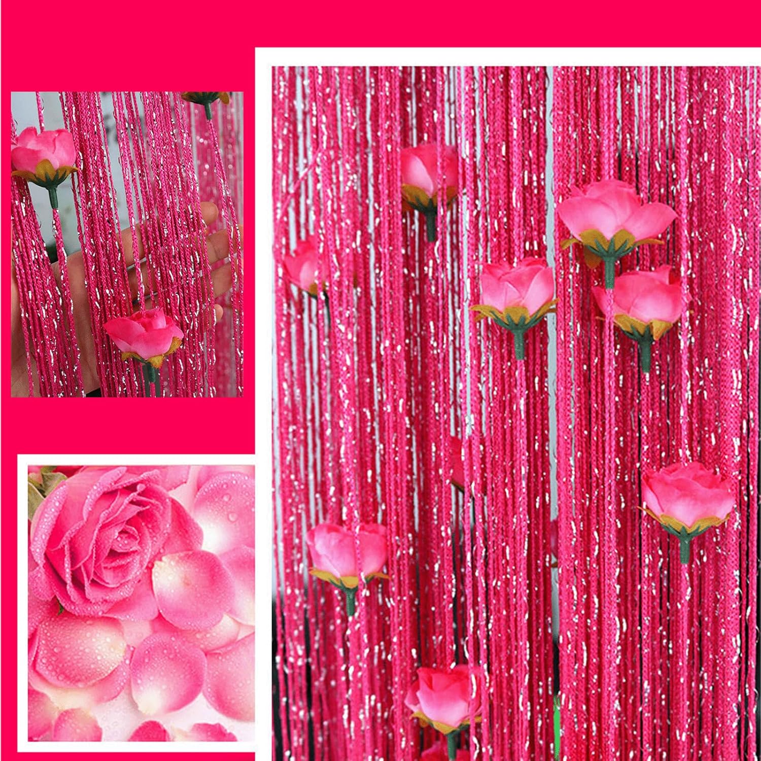Rose Thread Curtain 39x79 Inch Elegant Door Tassel