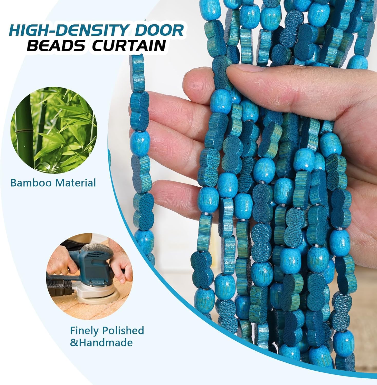 BECHAEO Handmade Blue Door Curtain 355x75 Inches