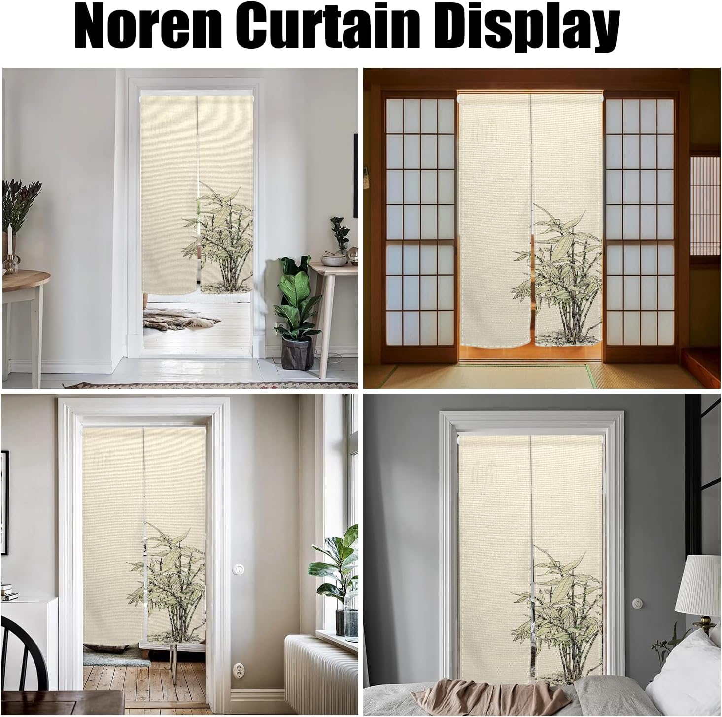 Green Plants Printed Japanese Door Curtain Panel