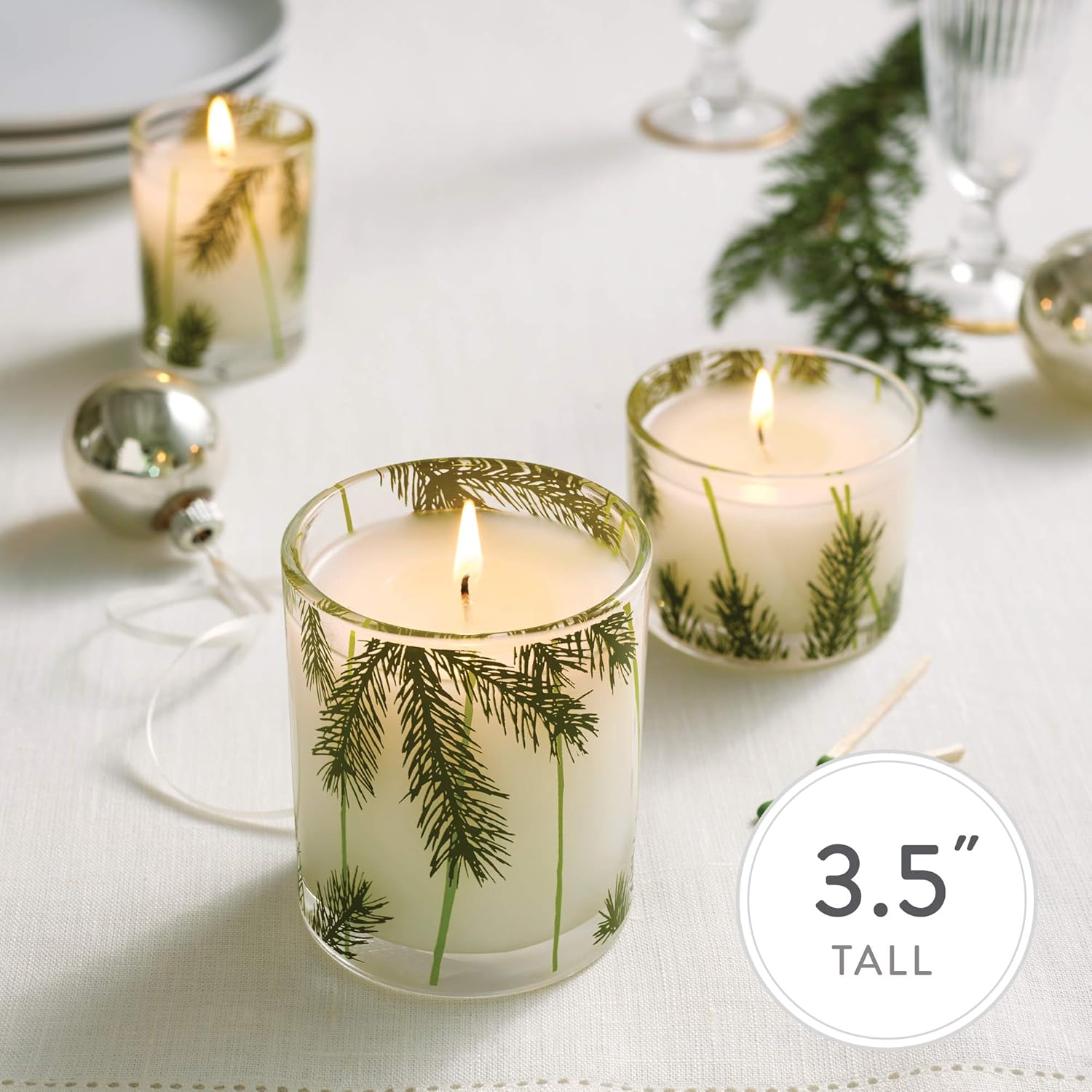 Thymes Frasier Fir Reed Diffuser Set - Green Clear