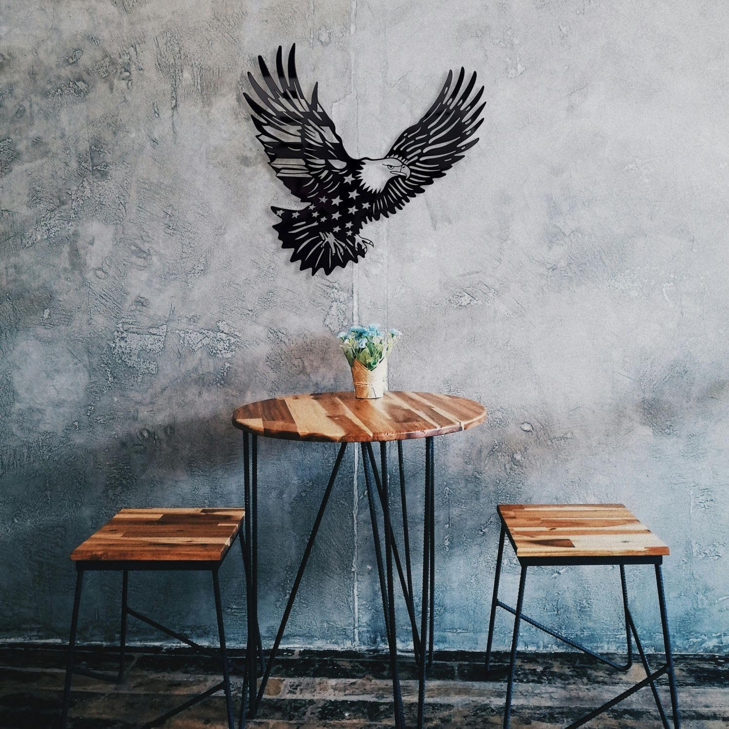Patriotic Bald Eagle Flag Metal Wall Art 30 Inch