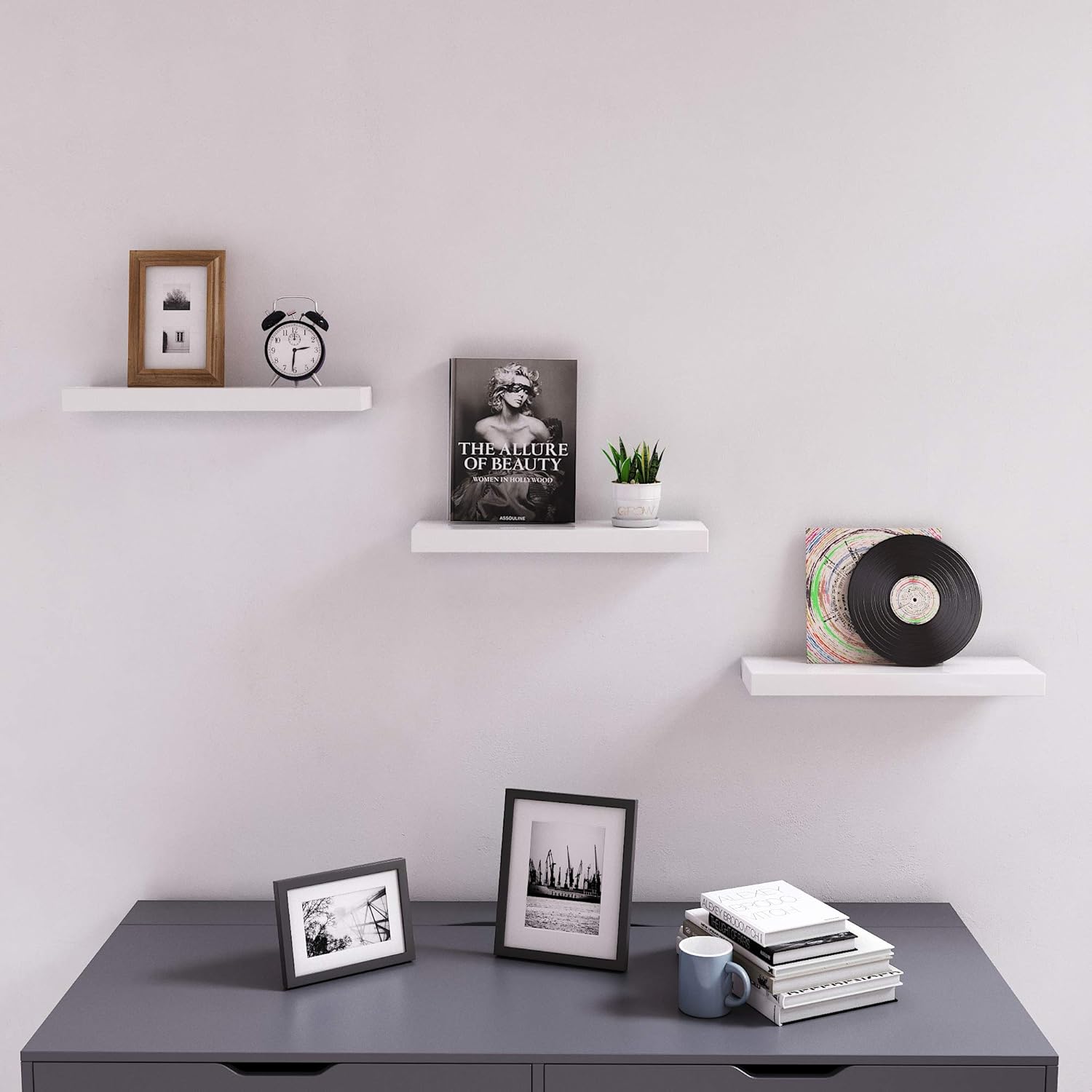 SONGMICS Floating Shelf 157 Inches White