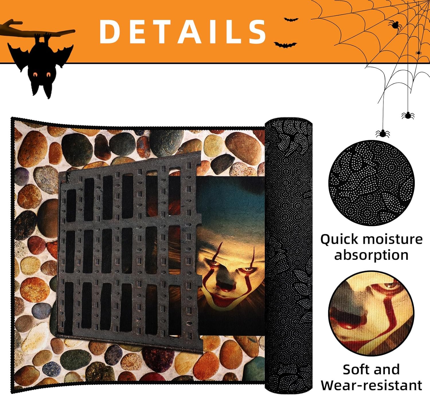 Halloween Clown Sewer 3D Illusion Door Mat 19x31 Inch