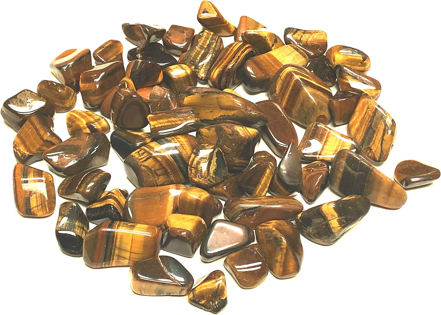 Zentron Tumbled Tiger Eye Gemstones Velvet Bag 12 Pound