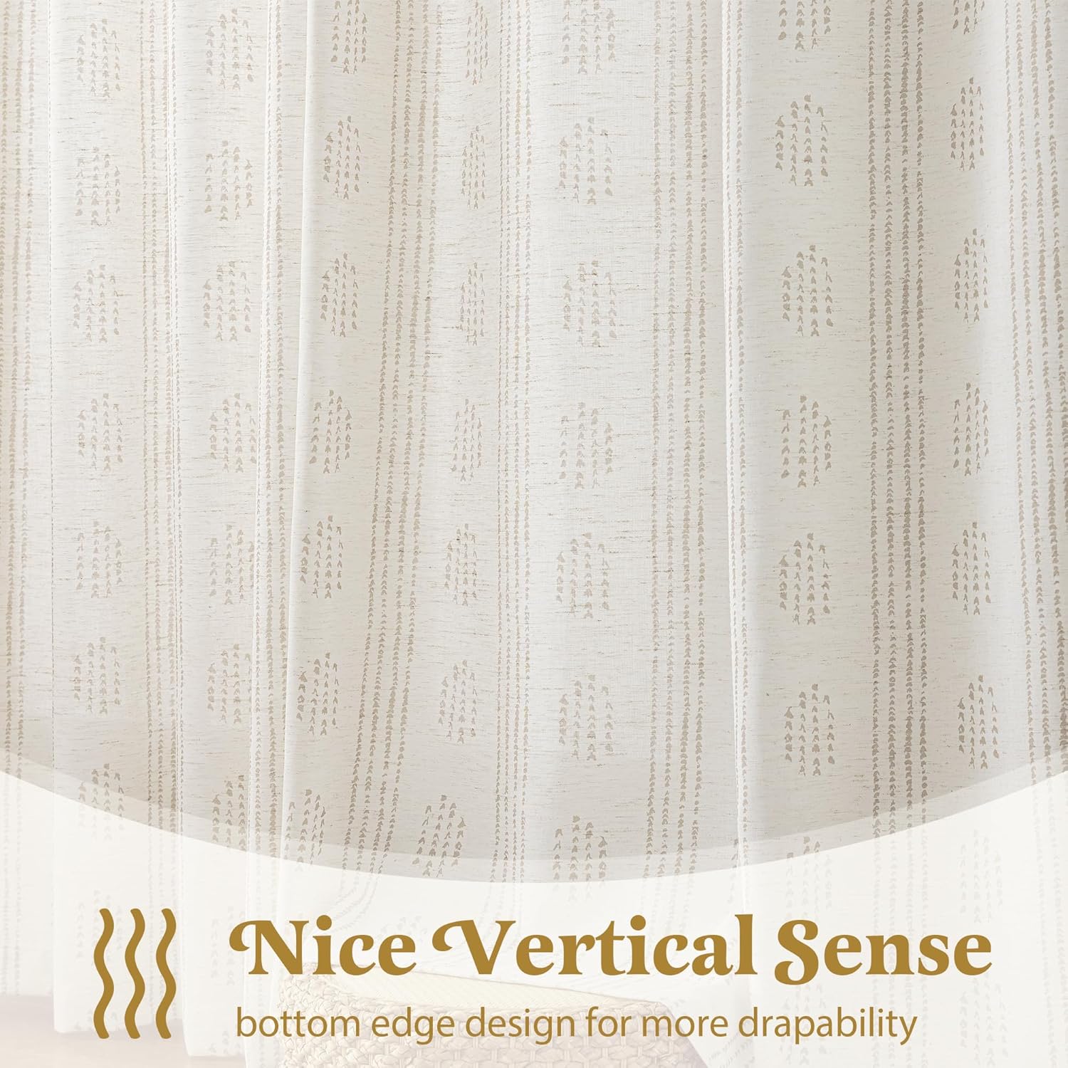 Boho Linen Curtains 84 Inches Long 2 Panels