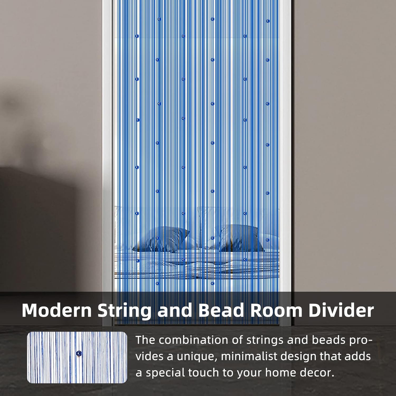 LaSyL Beaded Curtain for Doorway Royal Blue 39x110 Inches