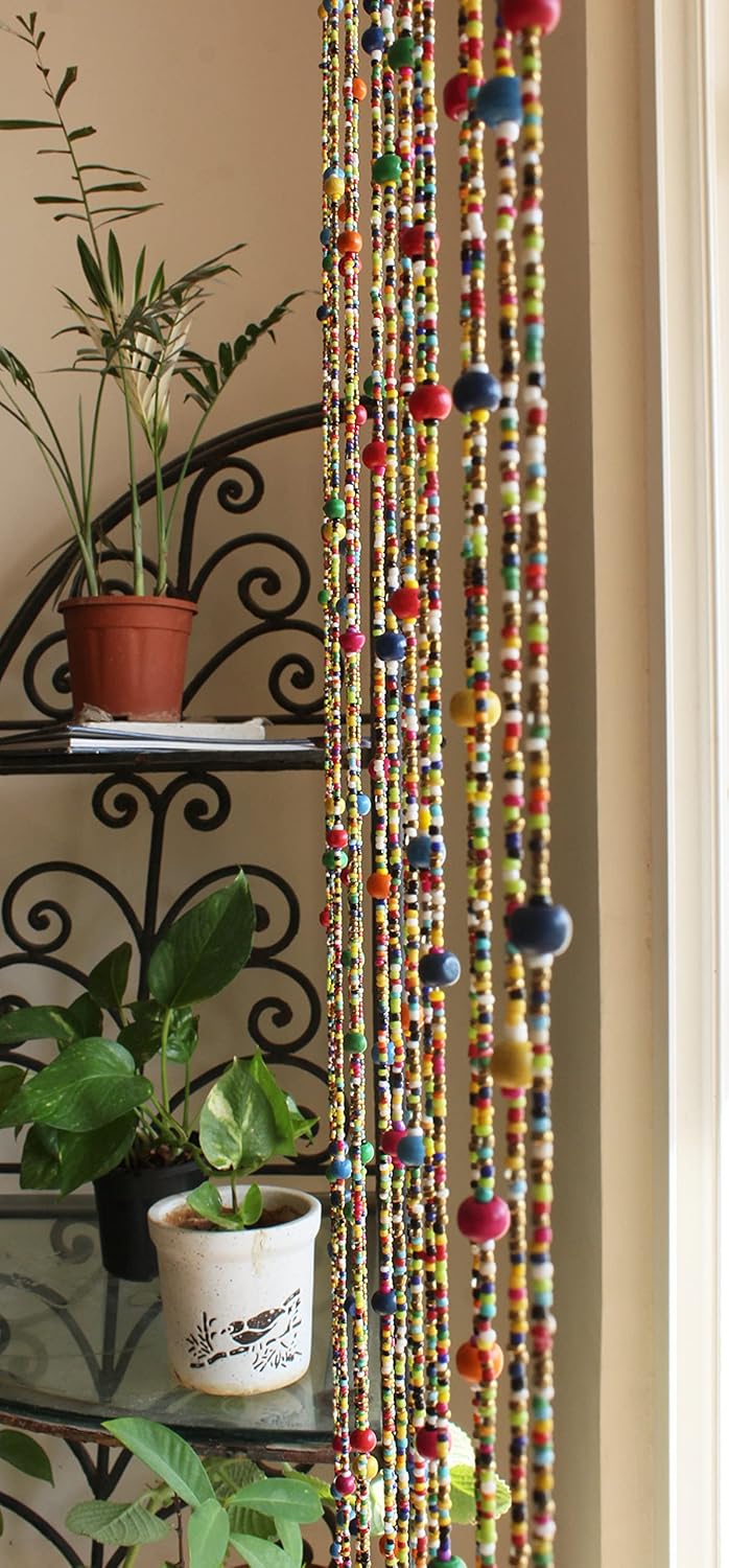 Mango Gifts Boho Beaded Curtain with Jingle Bells