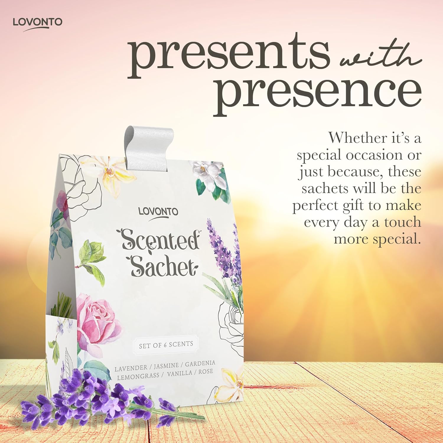 Lovonto 6 Pack Scented Sachet Bags for Home and Car