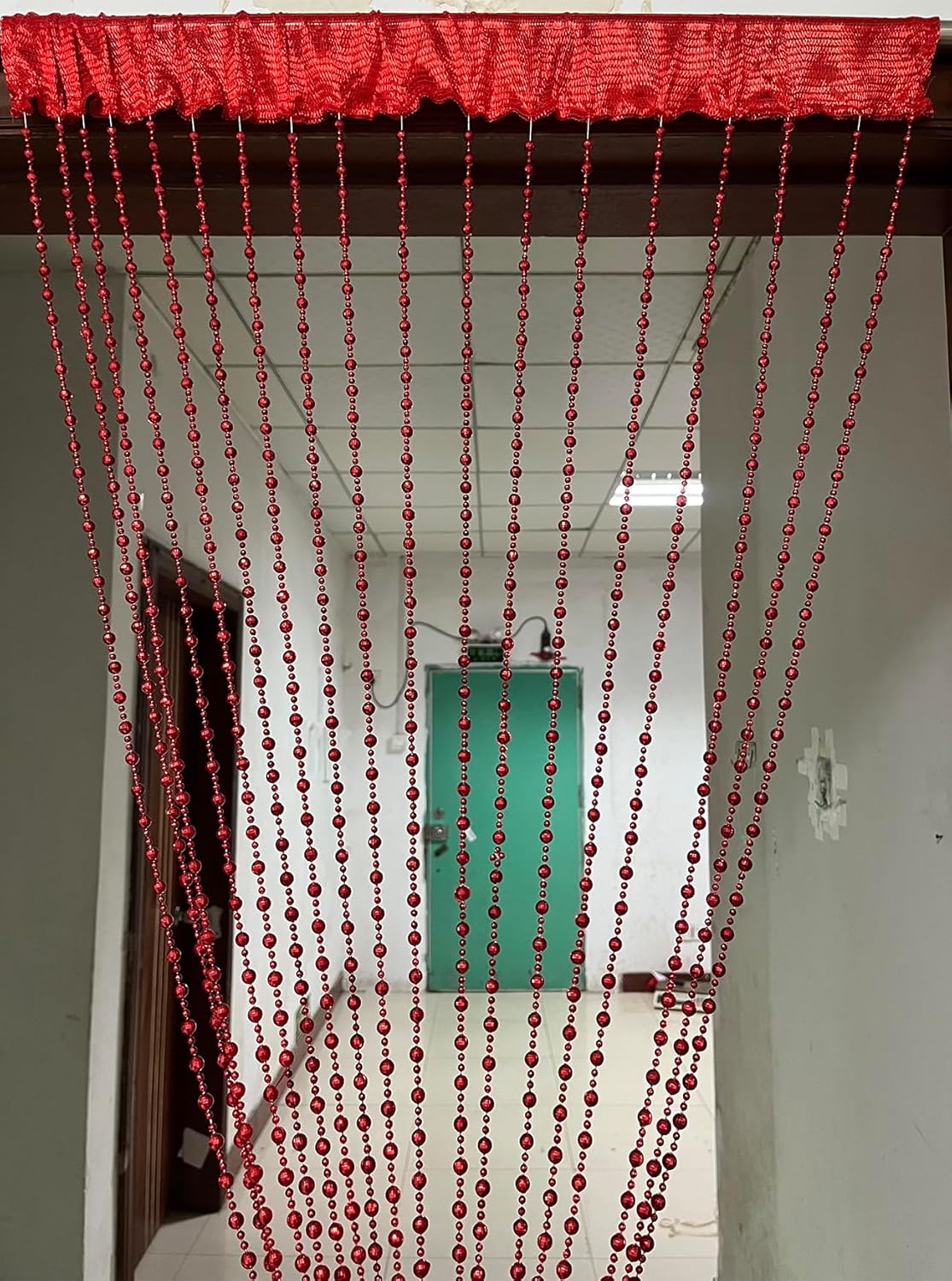 ZiDeTang Sparkling Plastic Diamond Beaded Door Curtain Panel Red