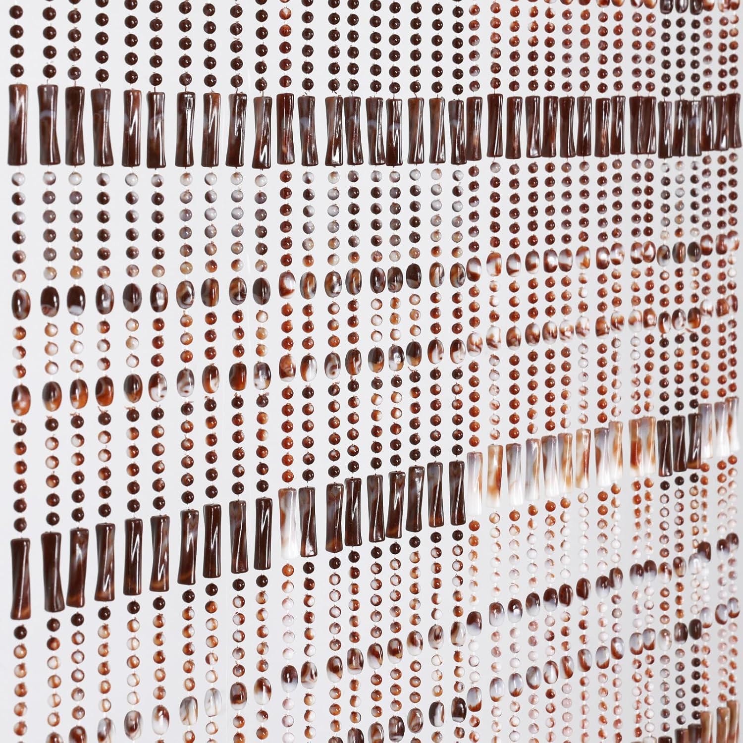 BECHAEO Beaded Curtain for Doorway with Caramel Marble Design