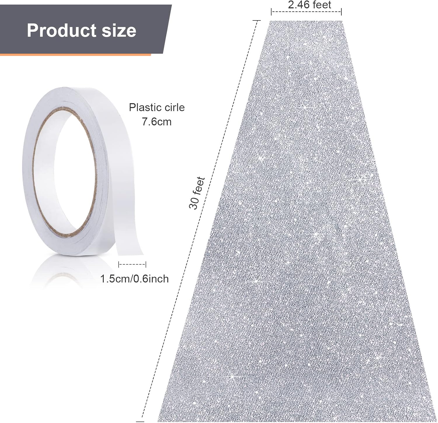 Tatuo Glitter Silver Runway Rug 246 x 30 Feet