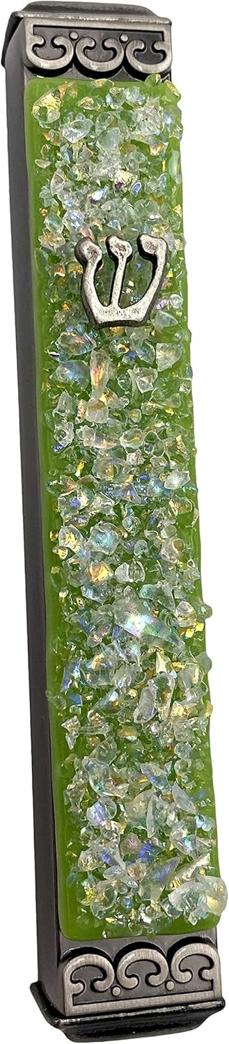 Tamara Baskin Art Glass Mezuzah - Jungle Green