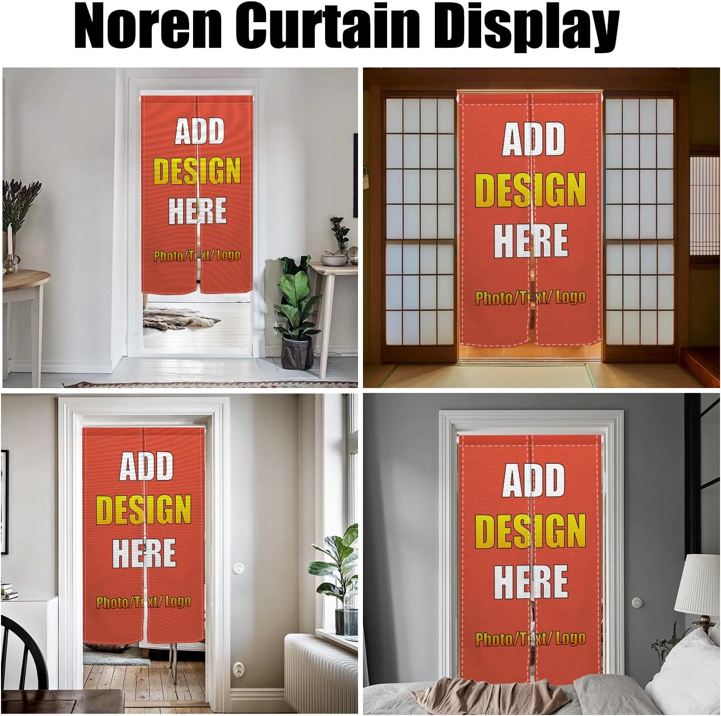 Custom Door Curtain Noren with Photo Text Logo 34x60
