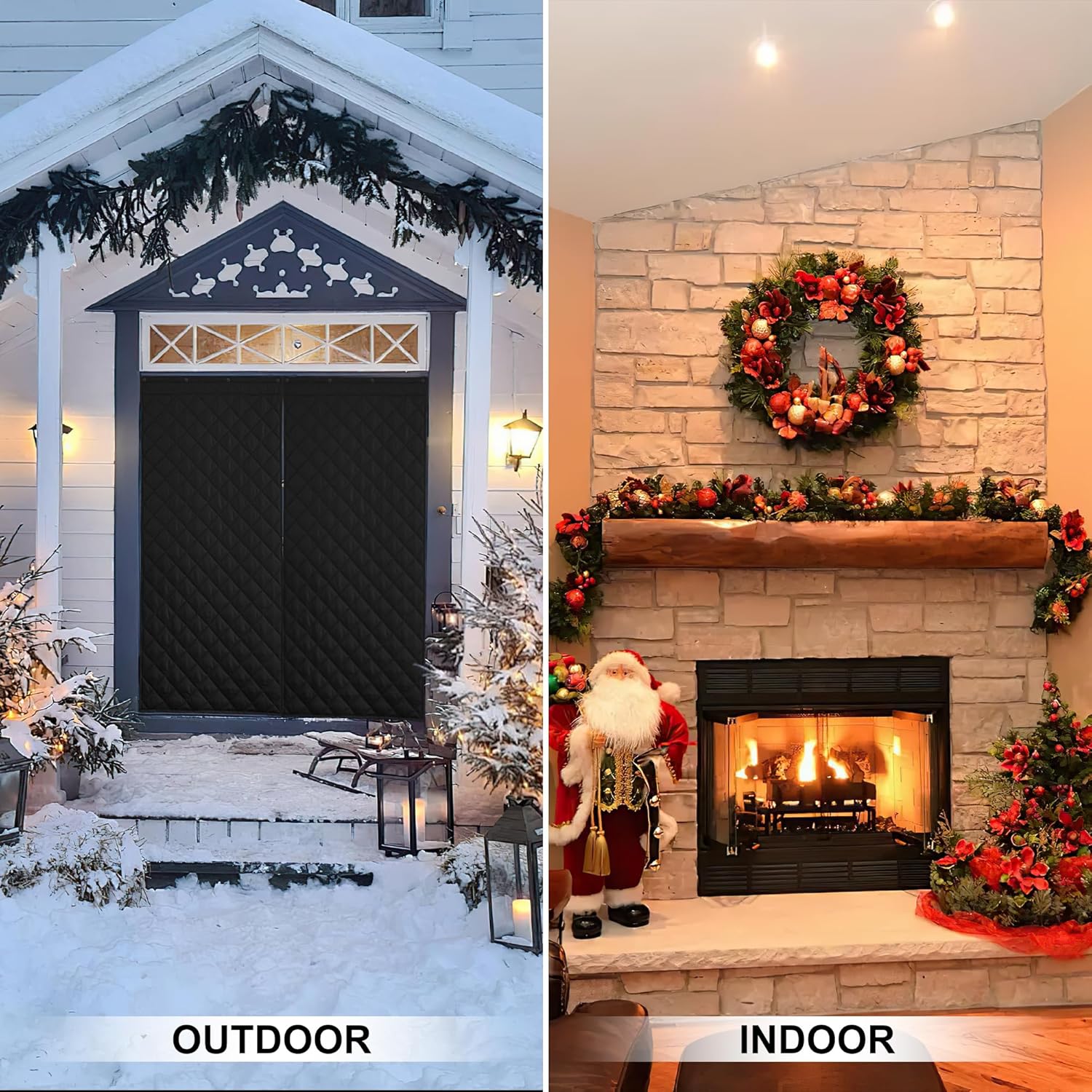RYB HOME Thermal Insulated Door Curtain Black 1 Pc
