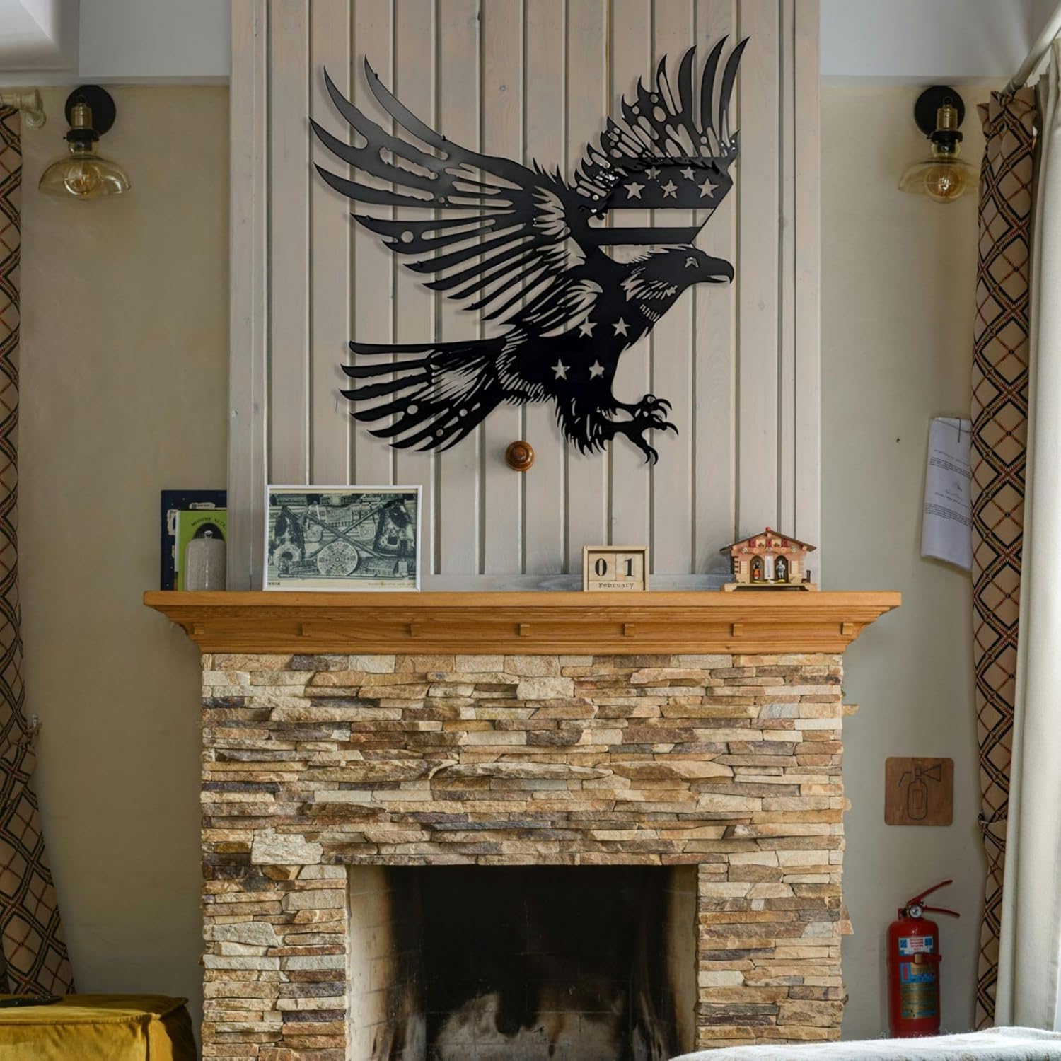 Patriotic Bald Eagle Metal Flag Wall Art 40 Inch
