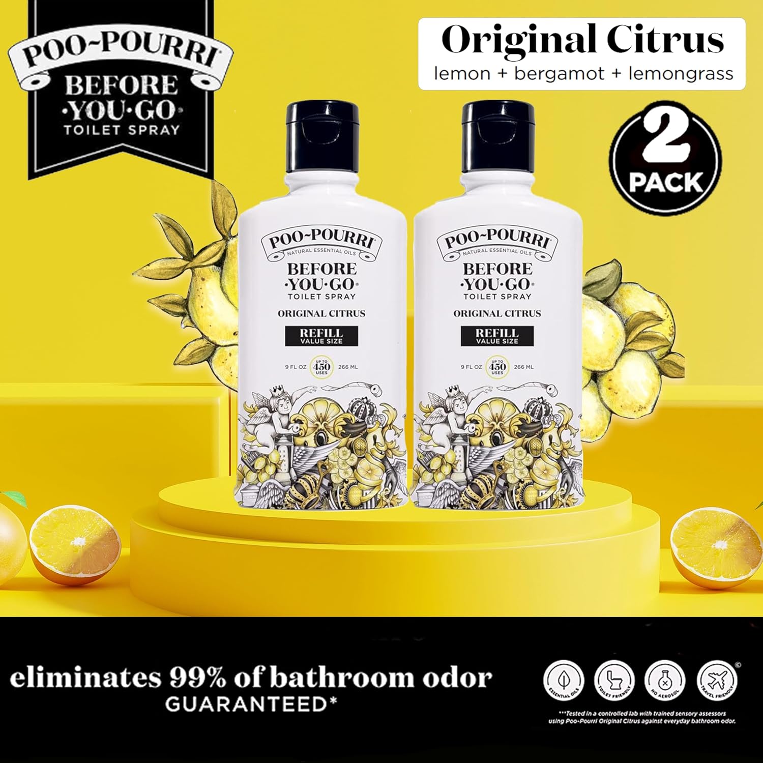 Poo Pourri Original Citrus Toilet Spray Refill 9 Fl Oz 2 Pack