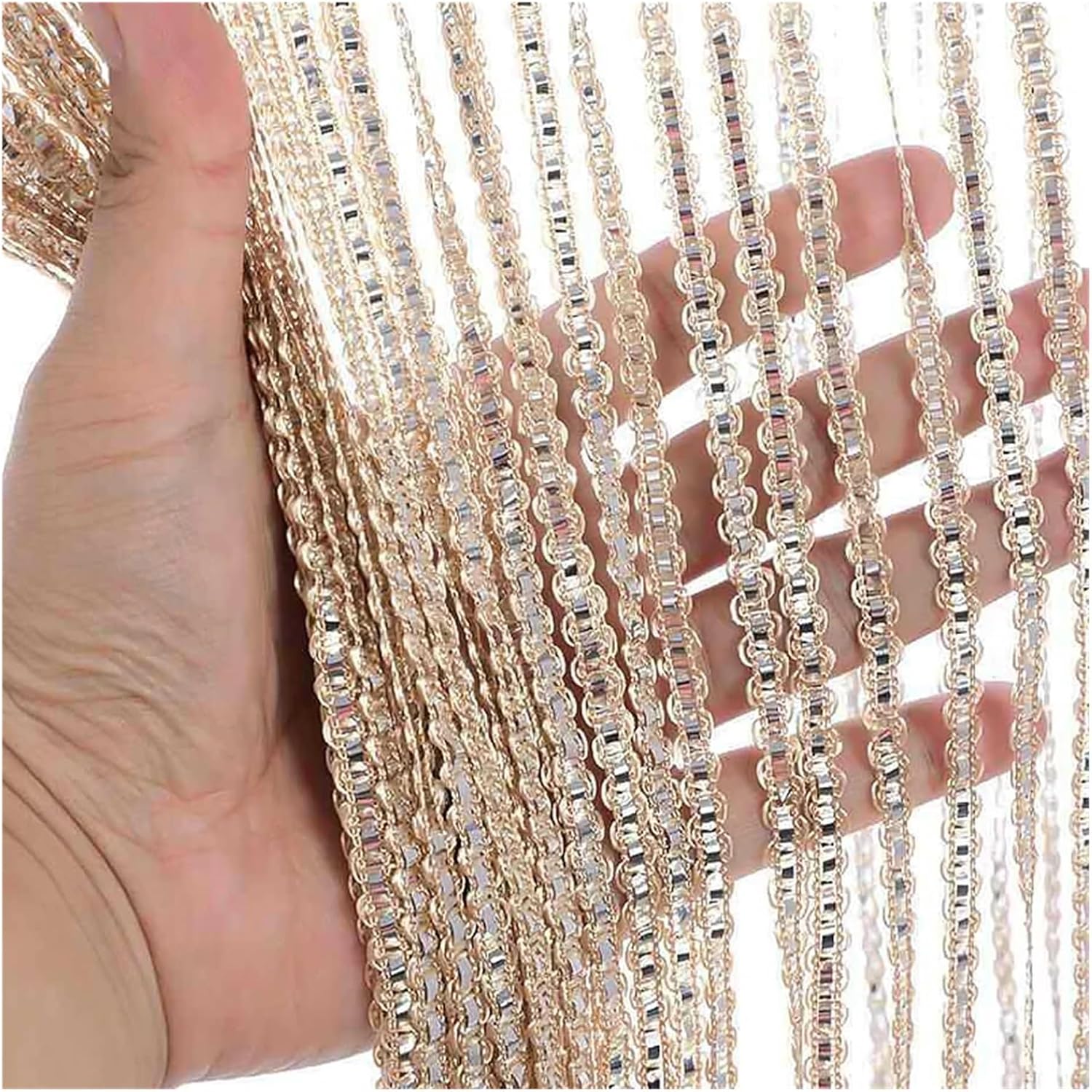 Shiny Tassel String Curtains for Doorways Blue 100x200cm