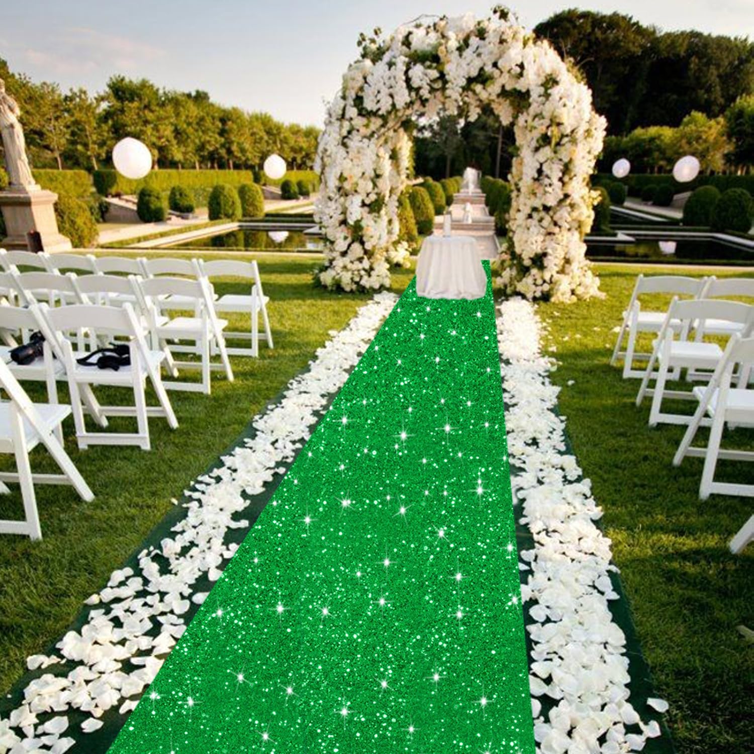 Glitter Green Carpet Runner 2ft x 15ft for Wedding and Events