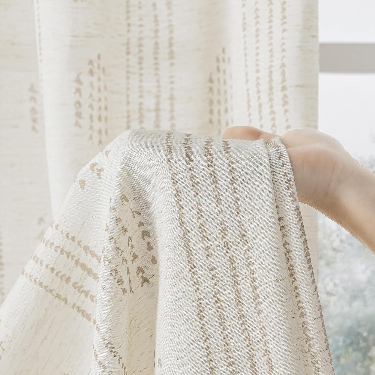 Boho Linen Curtains 84 Inches Long 2 Panels