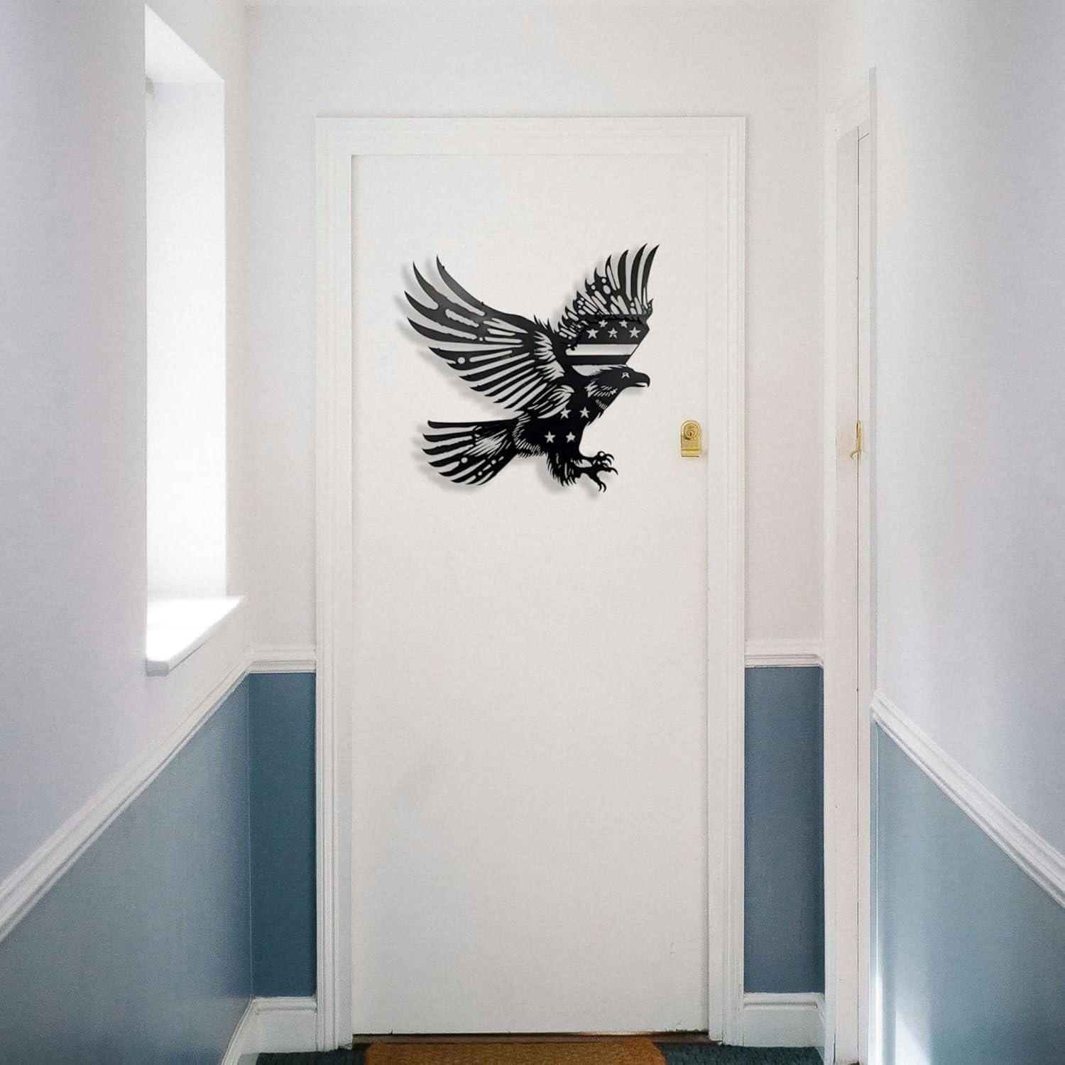Patriotic Bald Eagle Metal Flag Wall Art 40 Inch