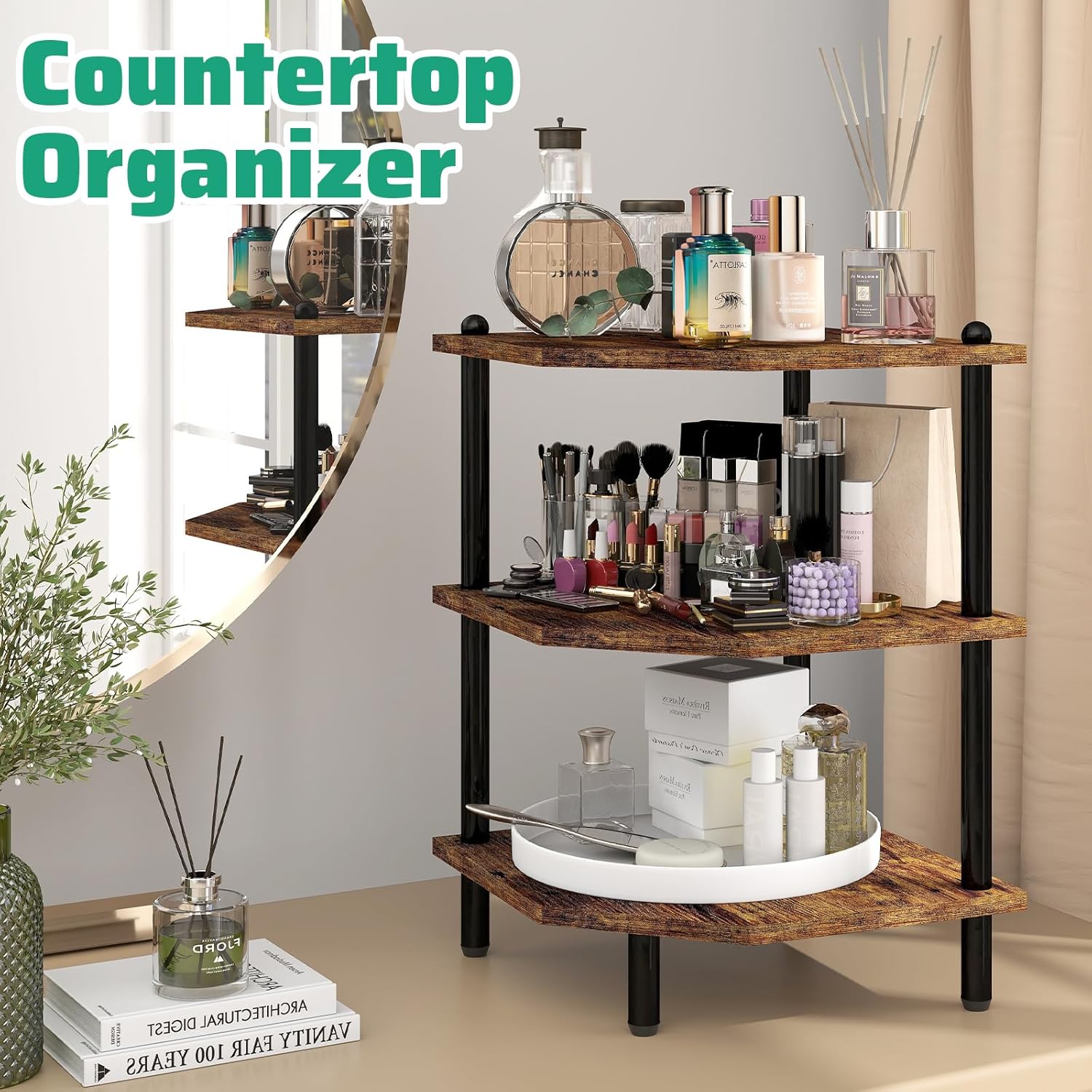 MOFAIN 3 Tier Corner Shelf Organizer for Small Spaces
