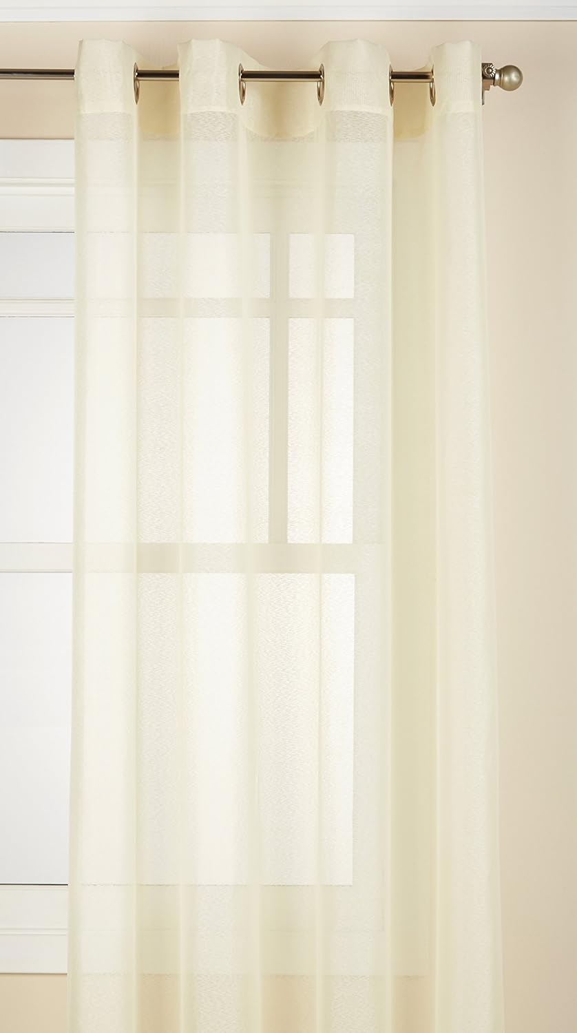 Lorraine Home Fashions Reverie Snow Voile Door Panels 60x72 Inch Eggshell