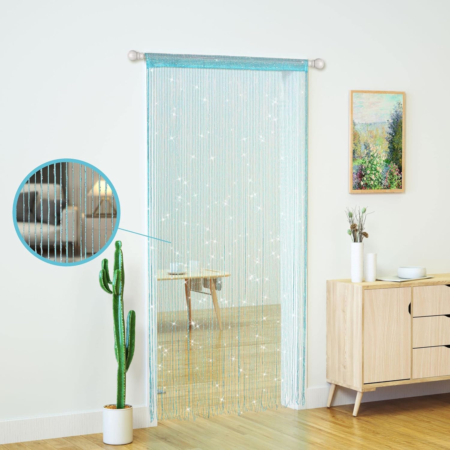 Glitter Beaded Curtain Panel for Doorways and Windows