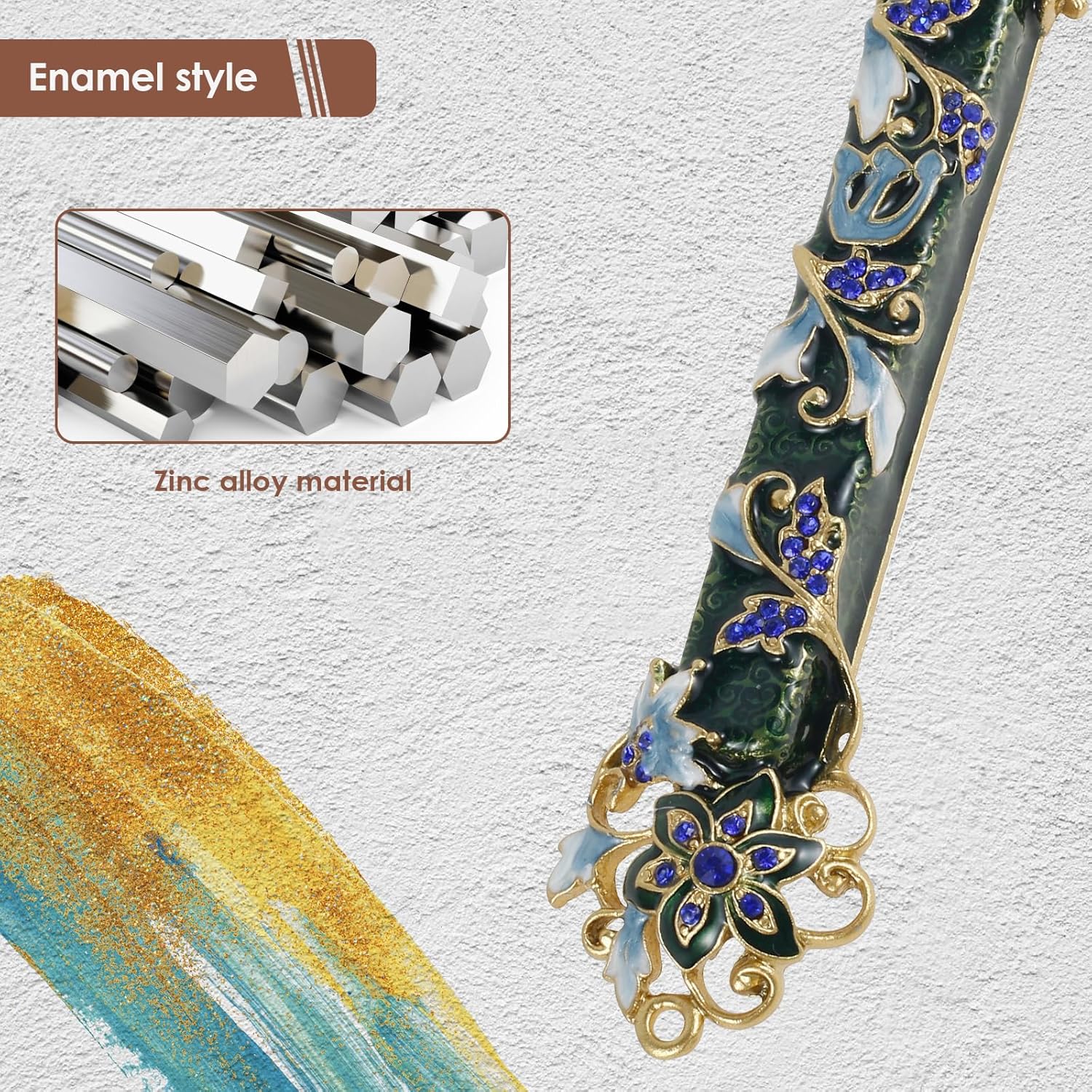 Hand Painted Mezuzah Decor Green