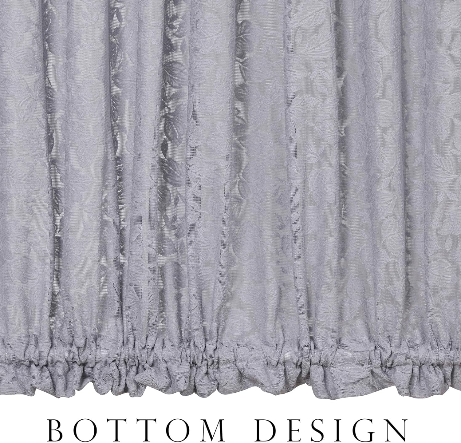Lace French Door Curtain Grey Leaves 72 Inch 2 Pack