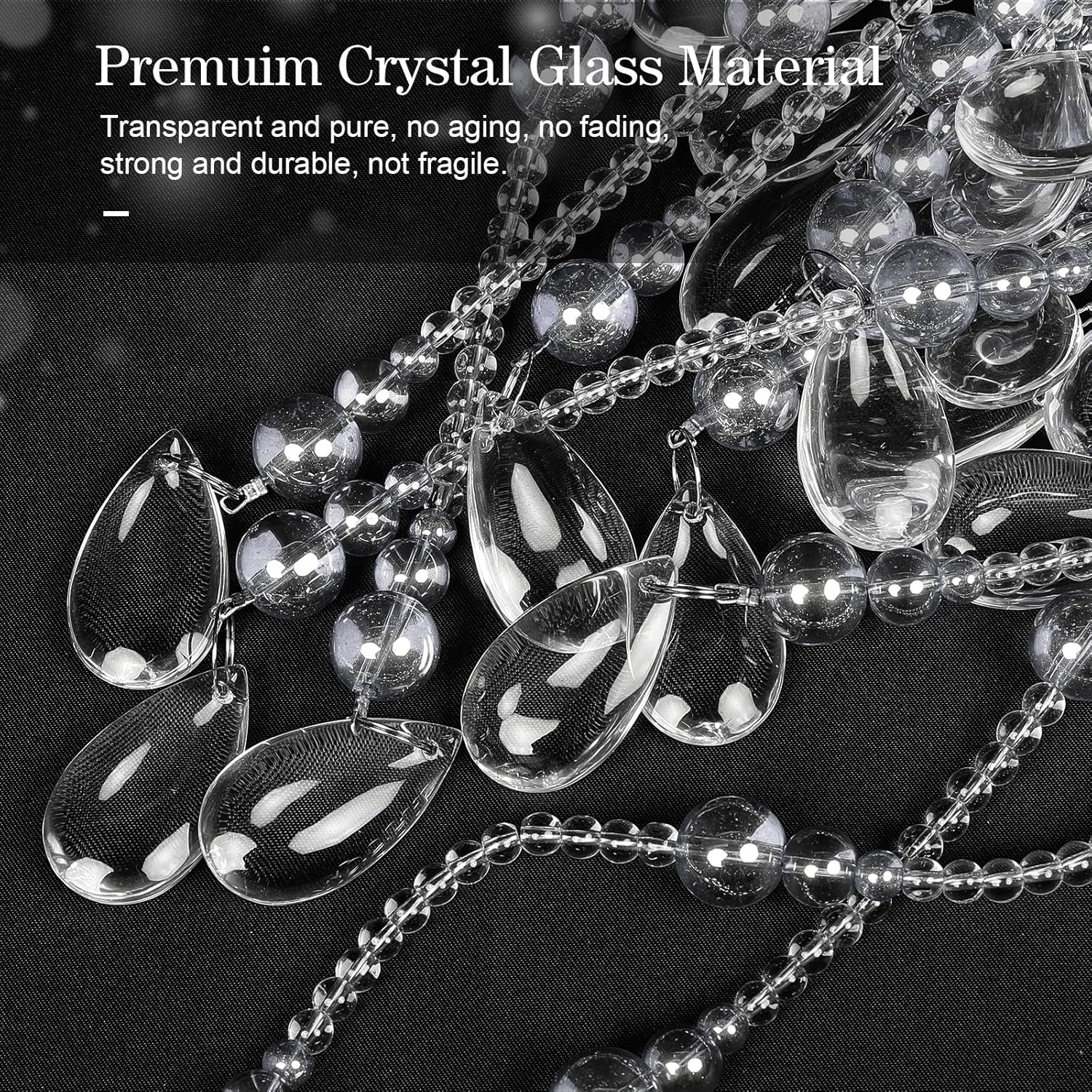 Crystal Glass Beaded Curtain for Doorway Arched Valance 40 Strings