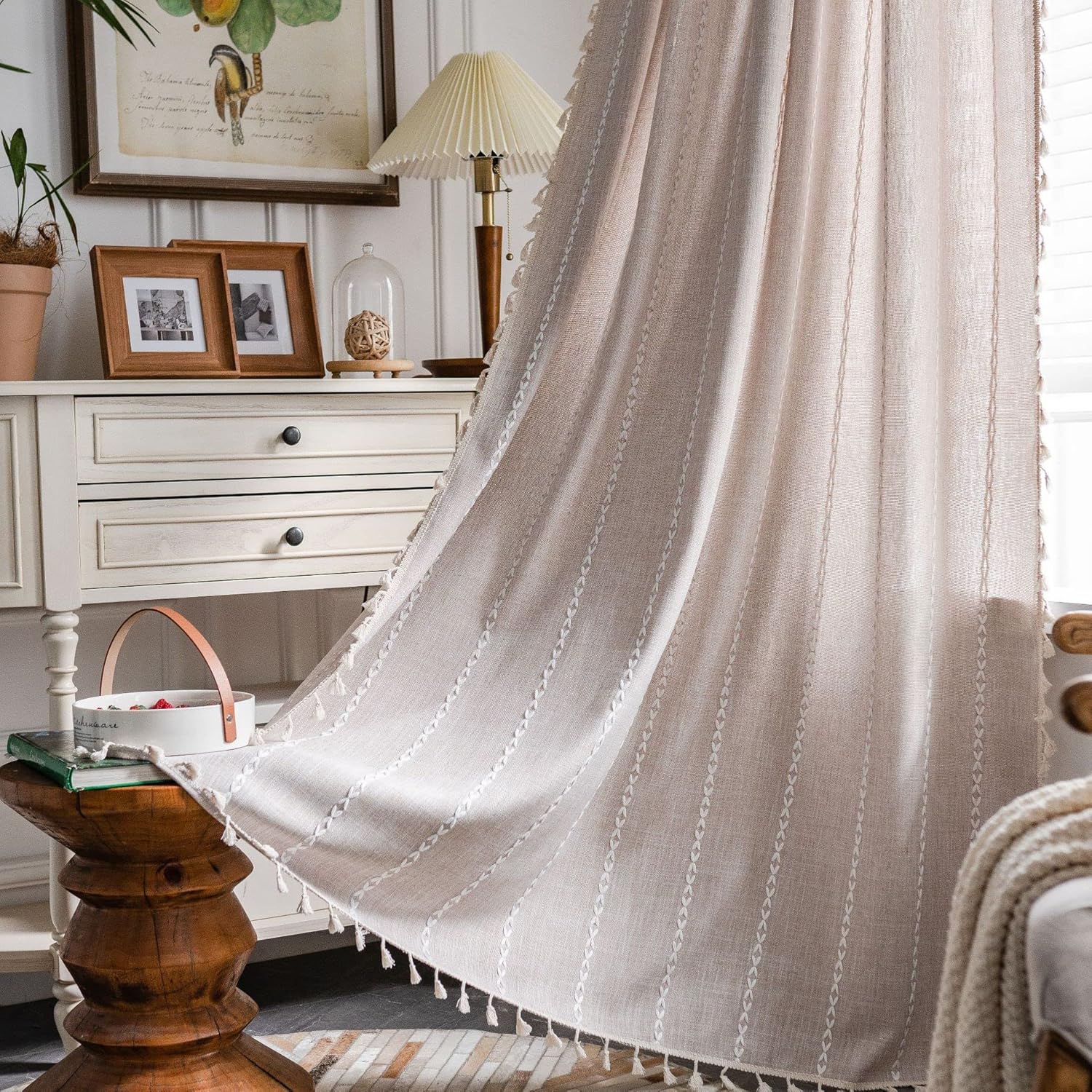 Yunsurey Light Brown Boho Curtain Panel 52x78