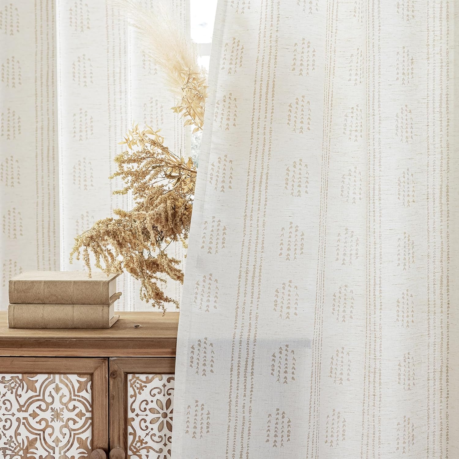 Boho Linen Curtains 84 Inches Long 2 Panels