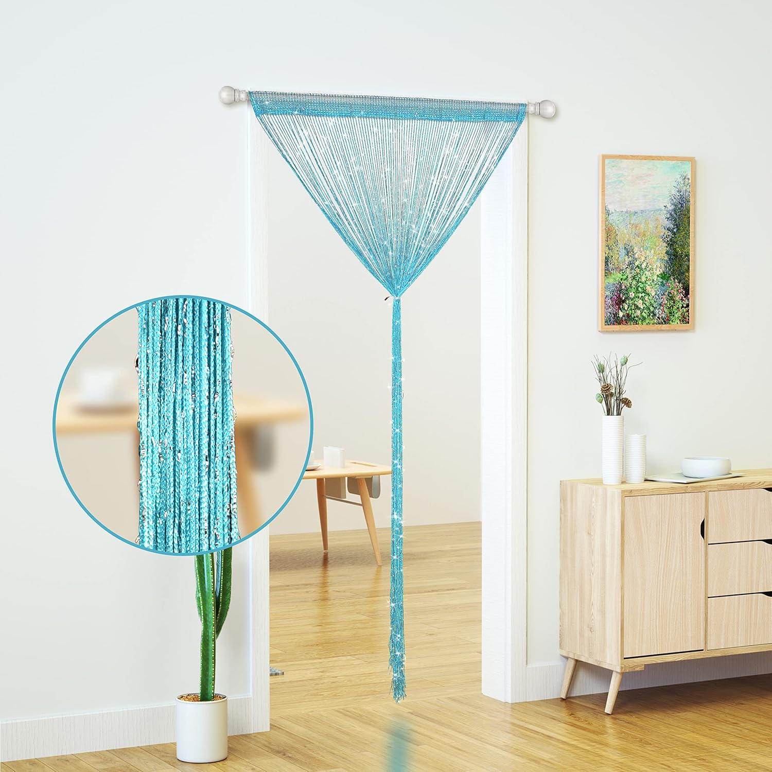 Glitter Beaded Curtain Panel for Doorways and Windows